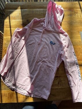 Vineyard Vines Light Pink Whale Hooded Long Sleeve Tee